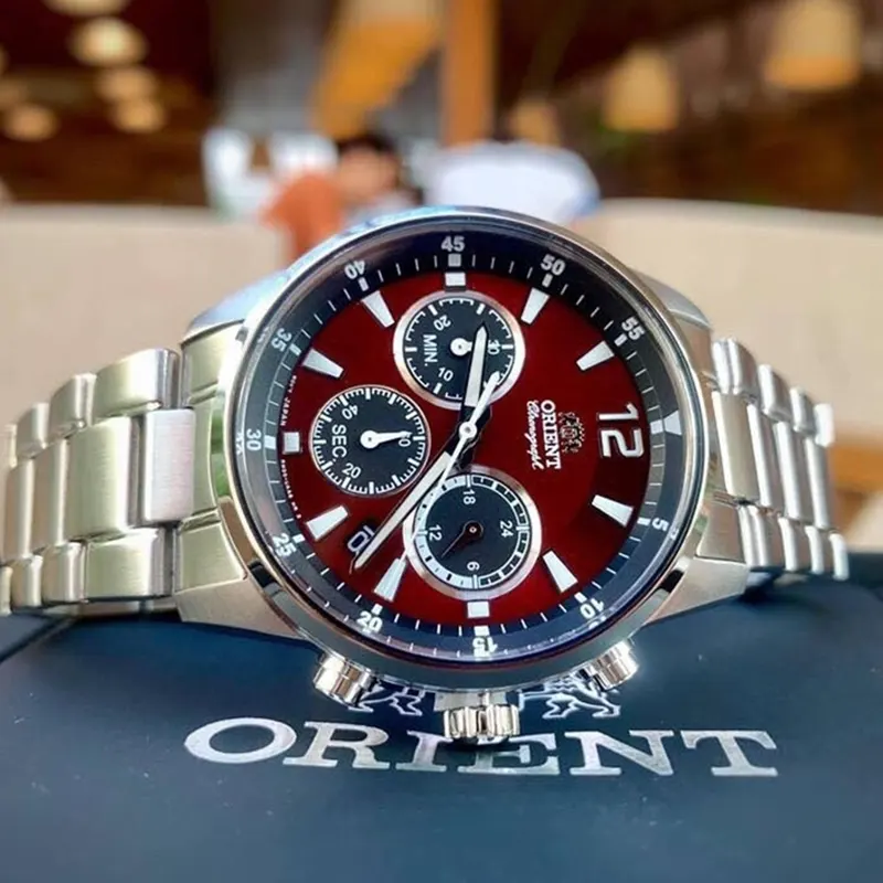 Orient Sports Chronograph Maroon Dial Men's Watch- RA-KV0004R10B